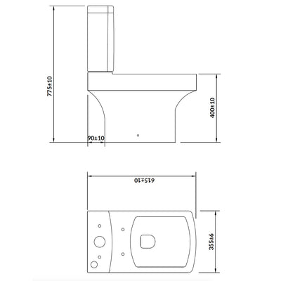 Denza Open Back Pan WC Including Cistern and Soft Close Slimline Seat - Floors To Walls